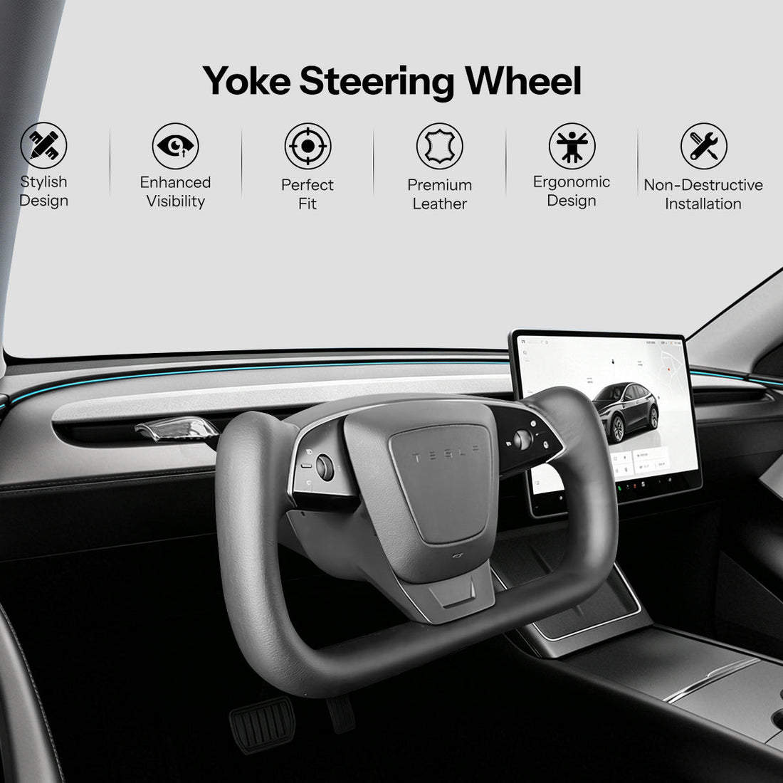 Yoke Steering Wheel for Model Y Juniper / Model 3 Highland【Inspired by Model S/X】 - Tesery Official Store