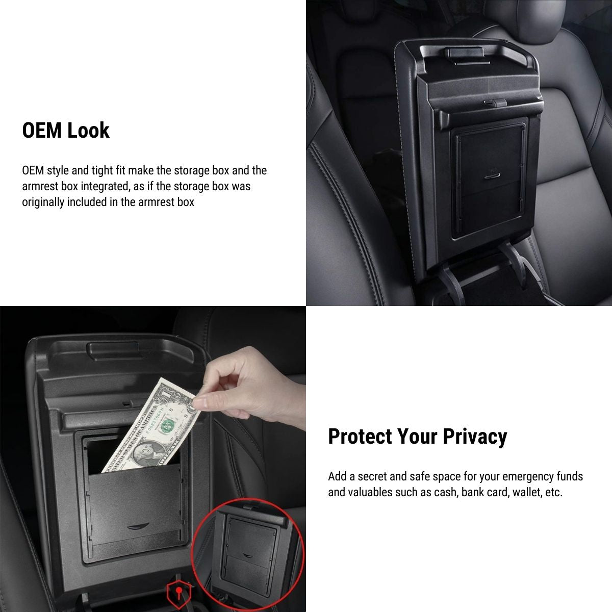 Center Console Organizer Armrest Hidden Storage Box for Tesla Model 3 / Y 2017-2024 - Tesery Official Store