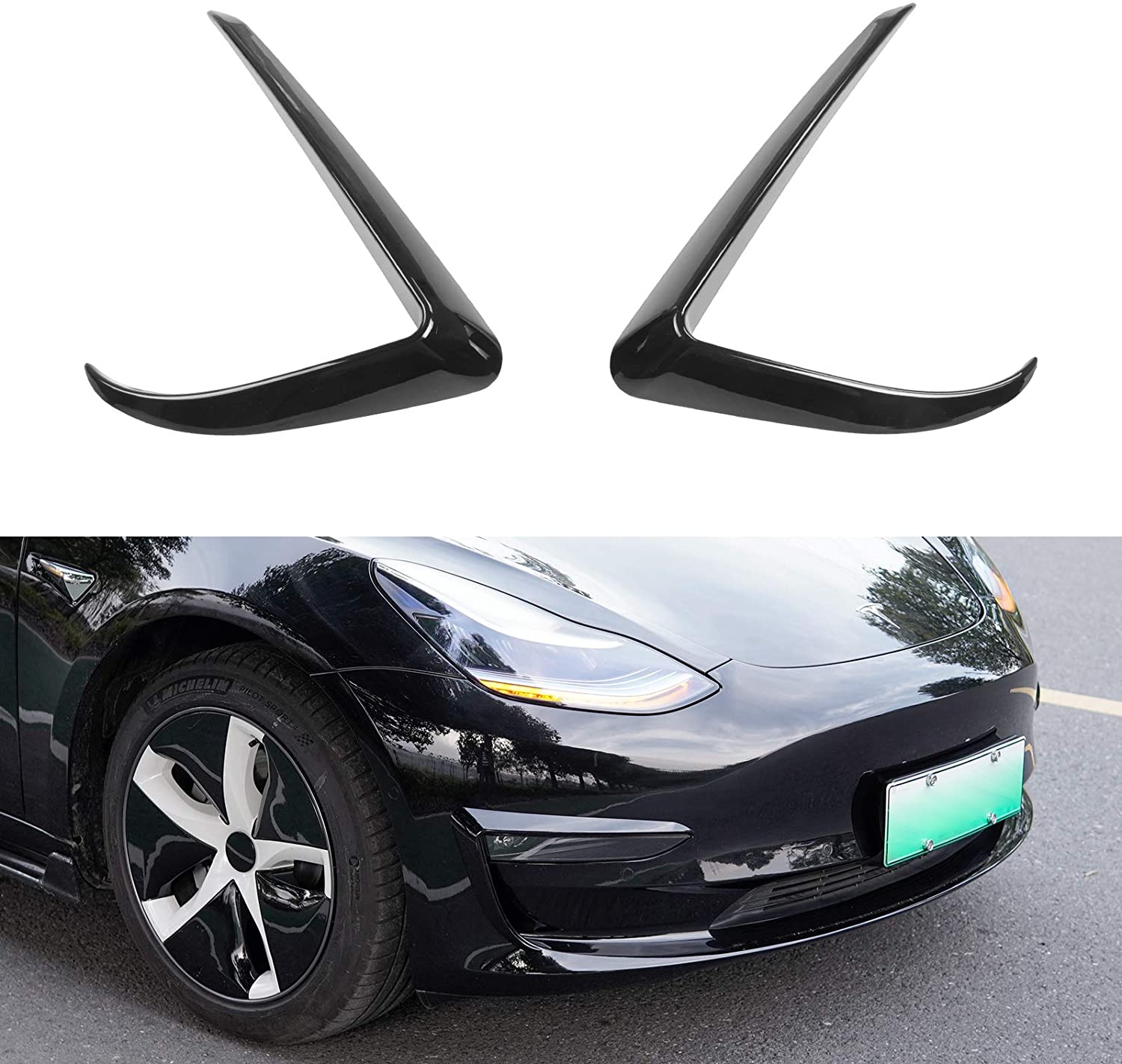 Front Fog Light Trim Cover Eyebrow Spoiler for Tesla Model 3 2017-2023.10 - Tesery Official Store