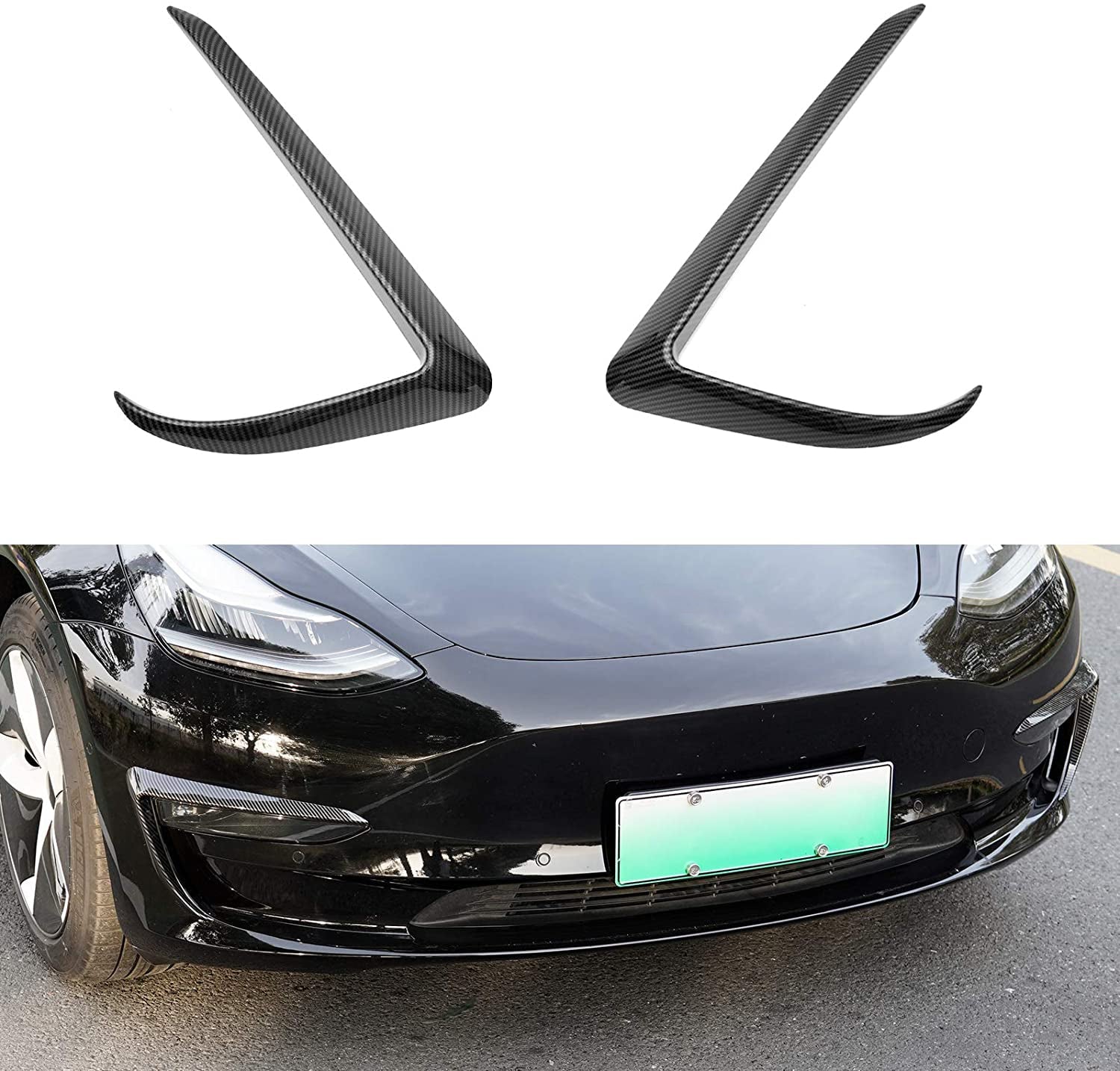 Front Fog Light Trim Cover Eyebrow Spoiler for Tesla Model 3 2017-2023.10 - Tesery Official Store
