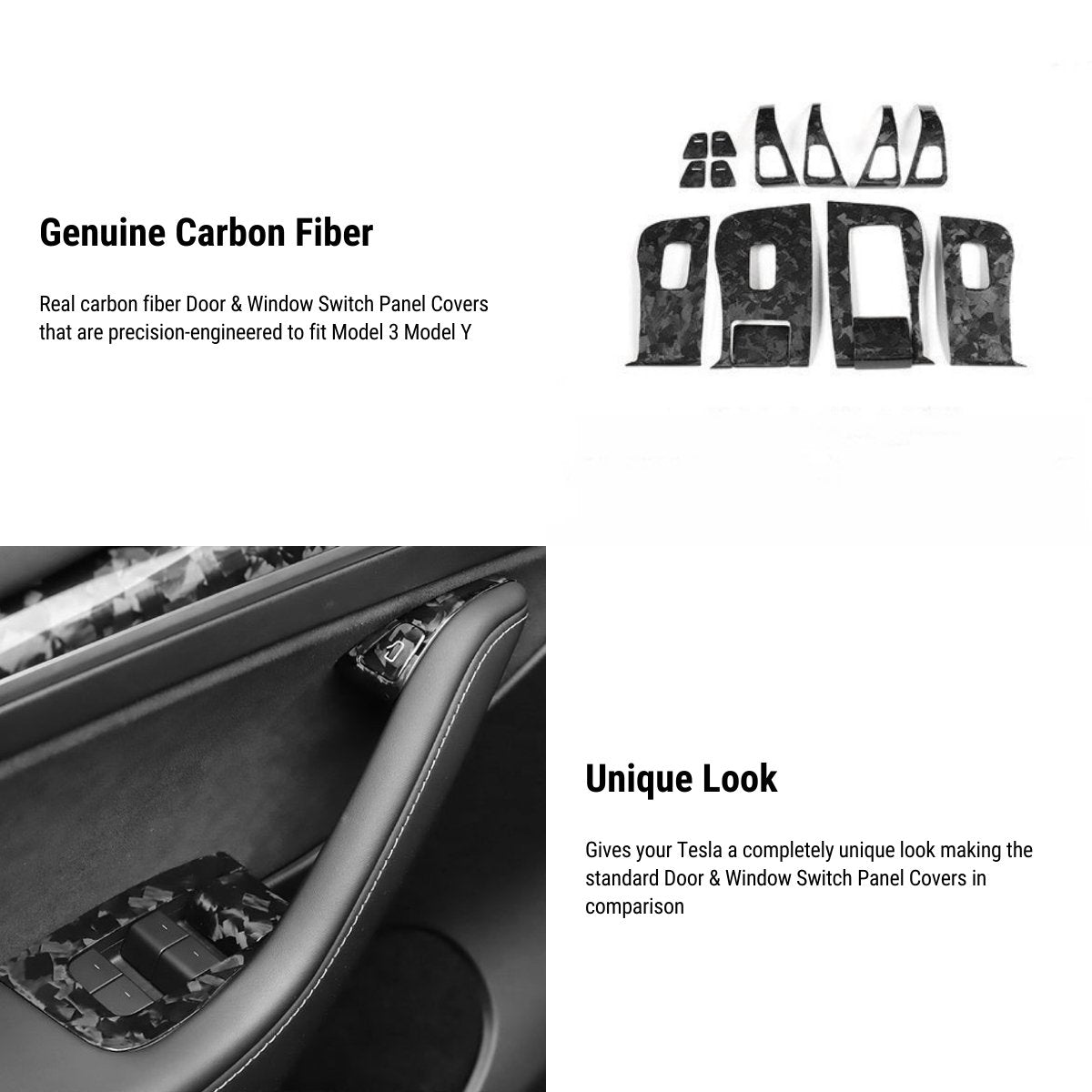 Genuine Forged Carbon Fiber Interior Mods Wrap Kit for Tesla Model 3 / Y - Tesery Official Store