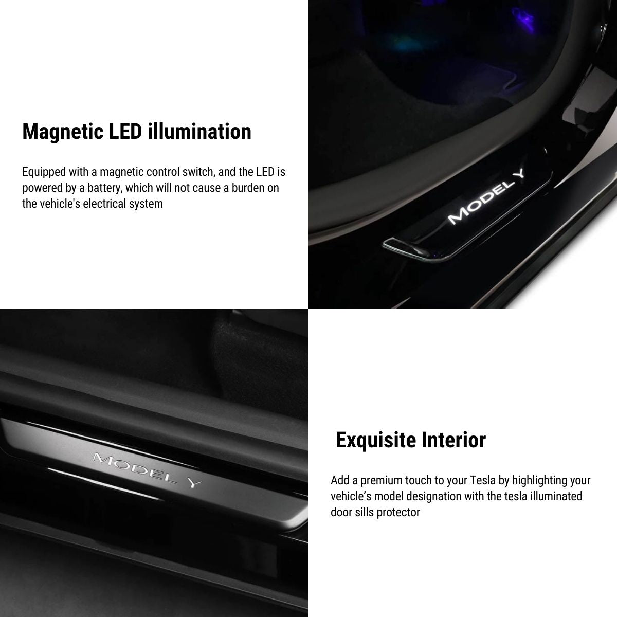 LED Illuminated Door Sill Protector Front Door for Model 3 / Y - Tesery Official Store
