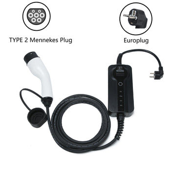 TESERY Portable Type 2 Mennekes EV Charger Europlug|32ft - Tesery Official Store