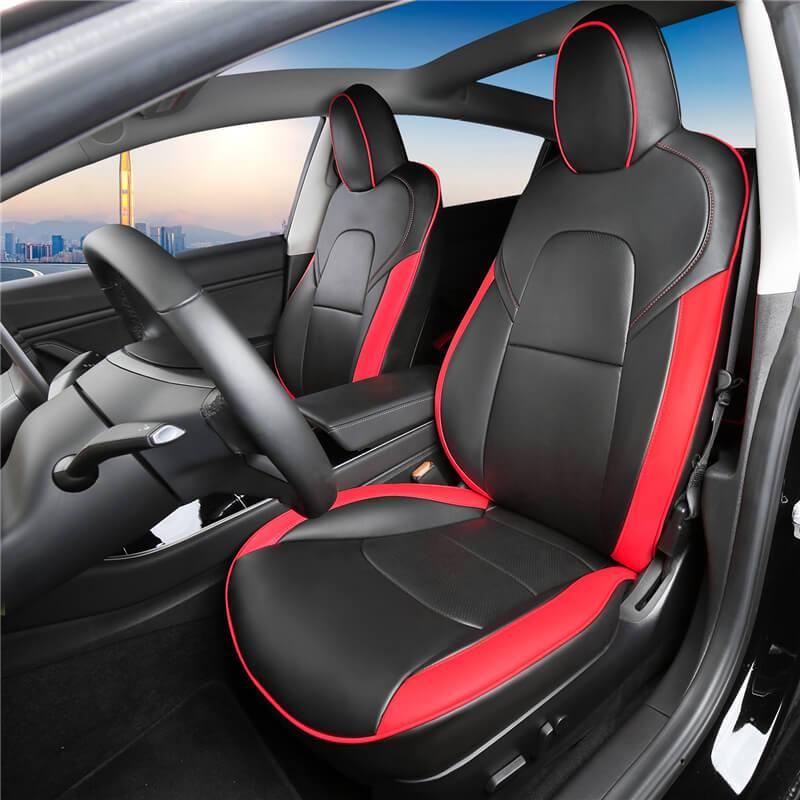 TESERY Seat Covers for Tesla Model 3  / Model Y - Black and Red