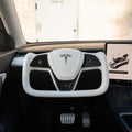 TESERY Yoke Plaid Steering Wheel for Tesla Model 3 / Y【White Leather】 - Tesery Official Store