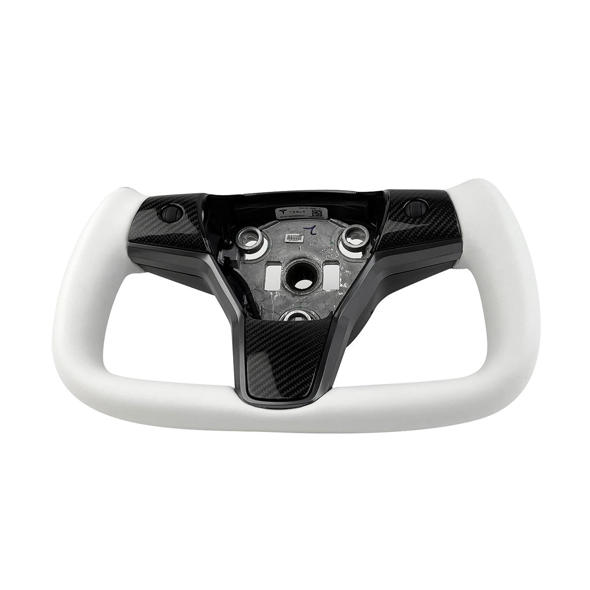 White Leather Yoke Steering Wheel for Tesla Model 3 / Y 【Style 7】 - Tesery Official Store